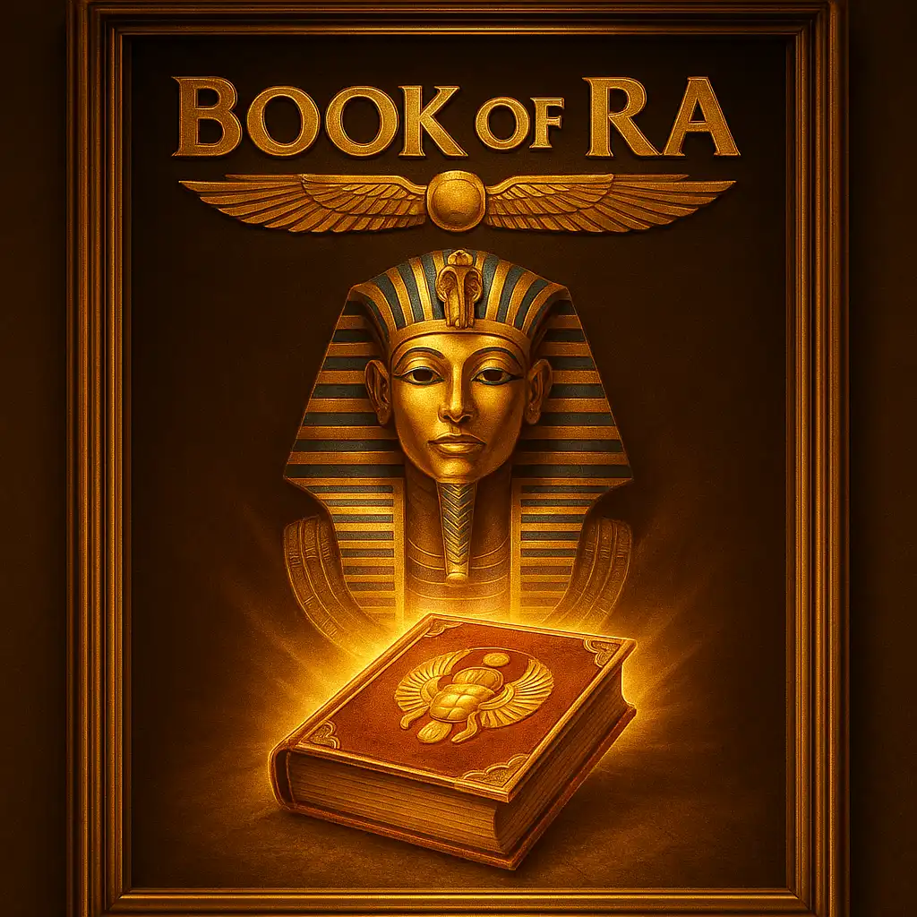 Book of Ra slot game artwork displayed in a museum-style frame